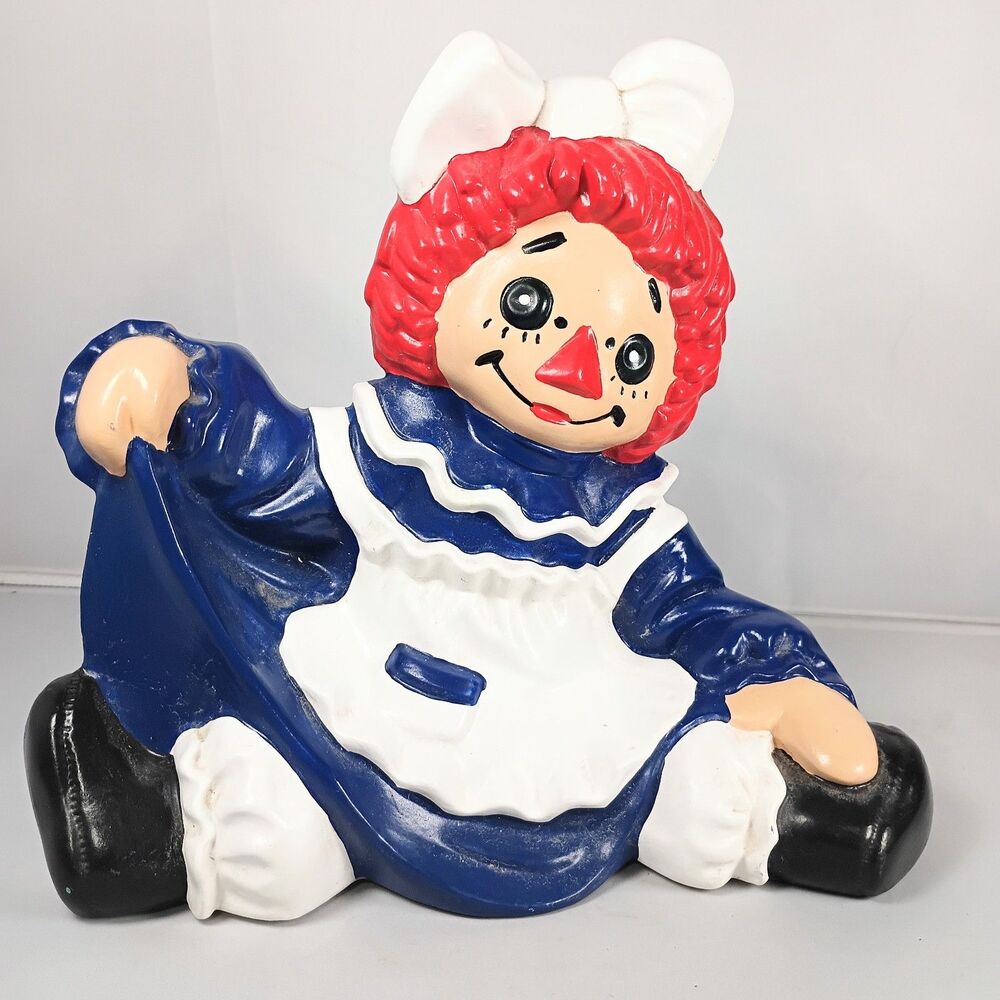 Raggedy Ann Ceramic Doll Sculpture Byron Mold 1970 Hand Painted 10" Tall Vintage